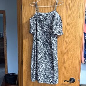 Floral Black and White Women's Dress